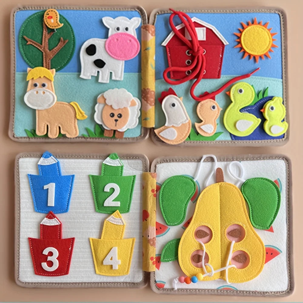 Velvet Farm Story Book Busy Board – Montessori Toddler Toy Toddler Activity Book PLUSH