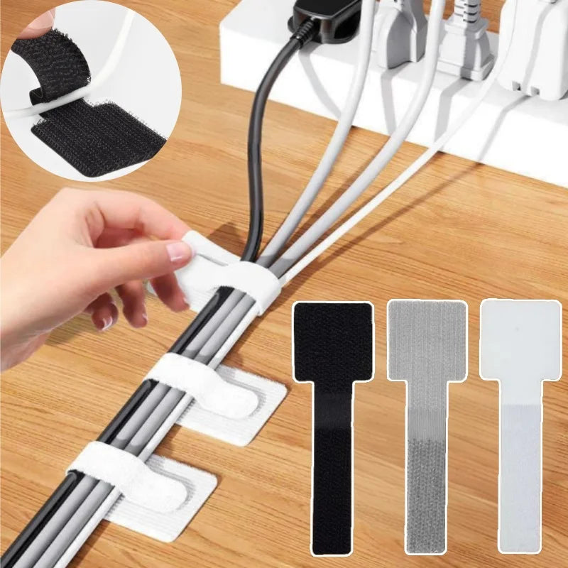 Reusable Hook & Loop Cable Ties | Self-Adhesive Wire Organizer Cable Ties Organizer PLUSH