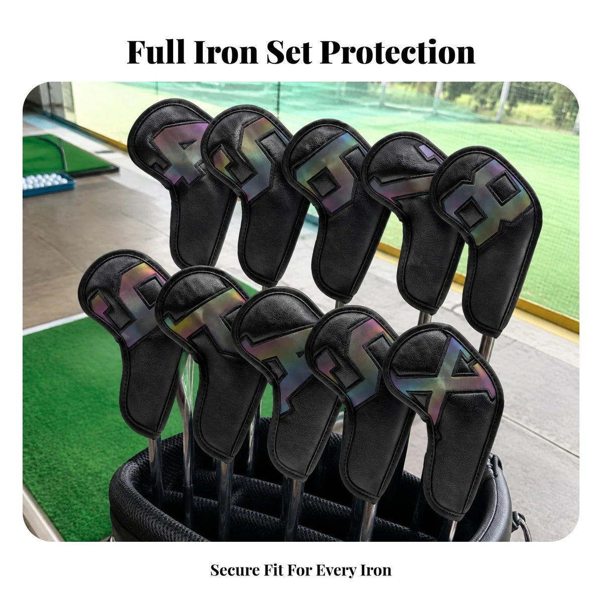 10-Piece Golf Iron Headcover Set – PU, Hook-and-Loop, Universal Golf Iron Headcovers PLUSH