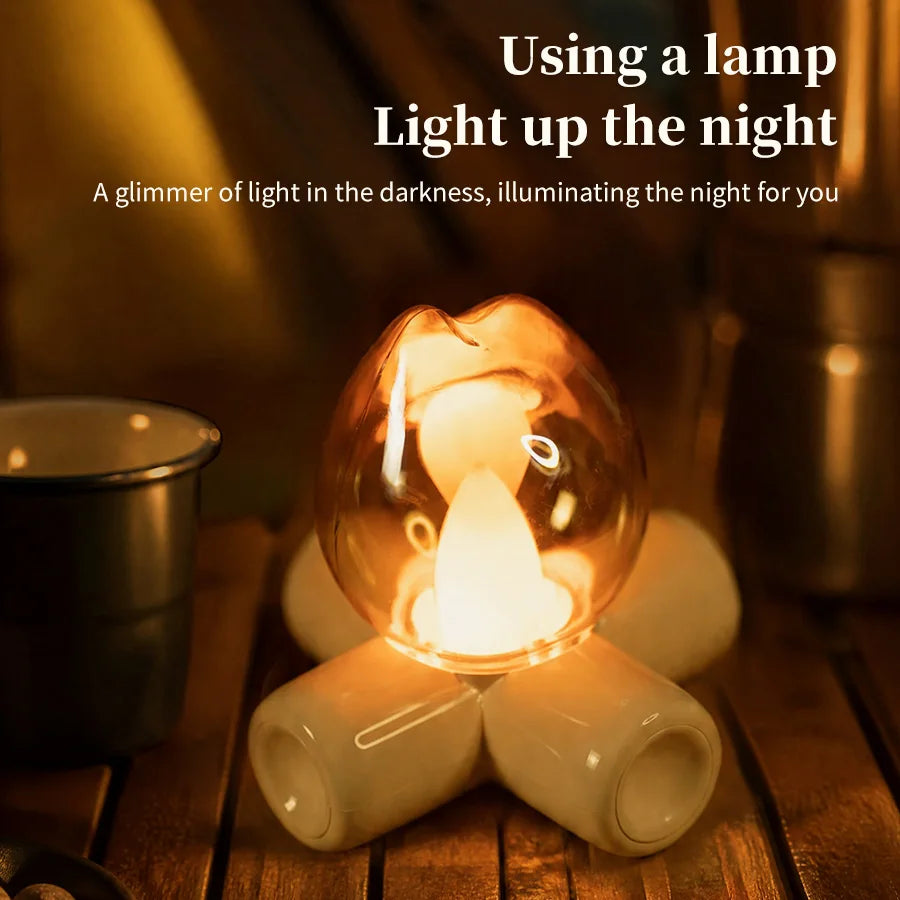 LED Simulated Flame Campfire Night Light – USB Rechargeable LED Night Light PLUSH