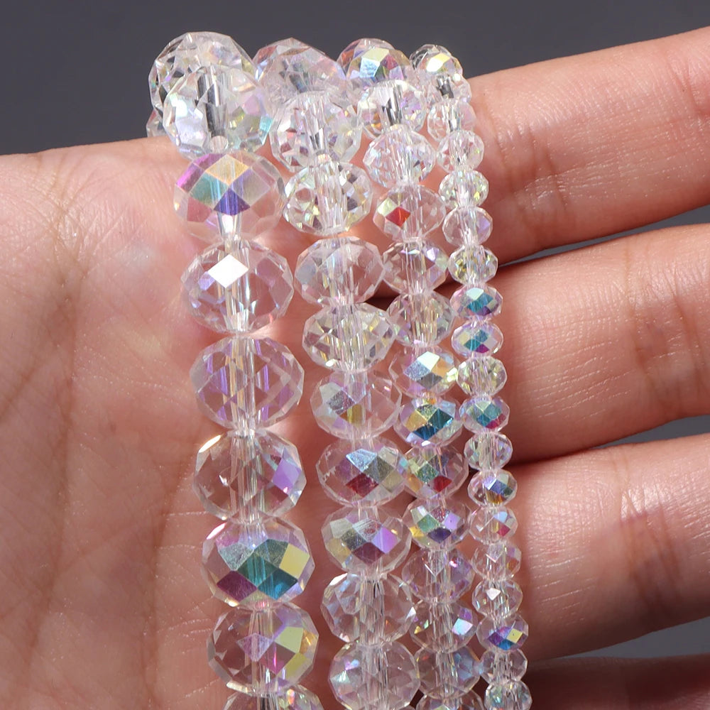AB Faceted Rondelle Crystal Spacer Beads – DIY Jewelry Making Crystal Spacer Beads PLUSH