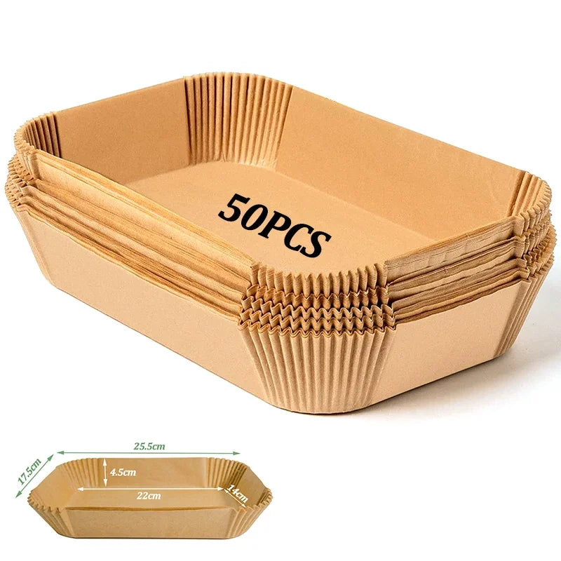 50–200pcs Disposable Rectangle Air Fryer Liner Baking Paper Mats Air Fryer Liner Paper PLUSH 50Pcs