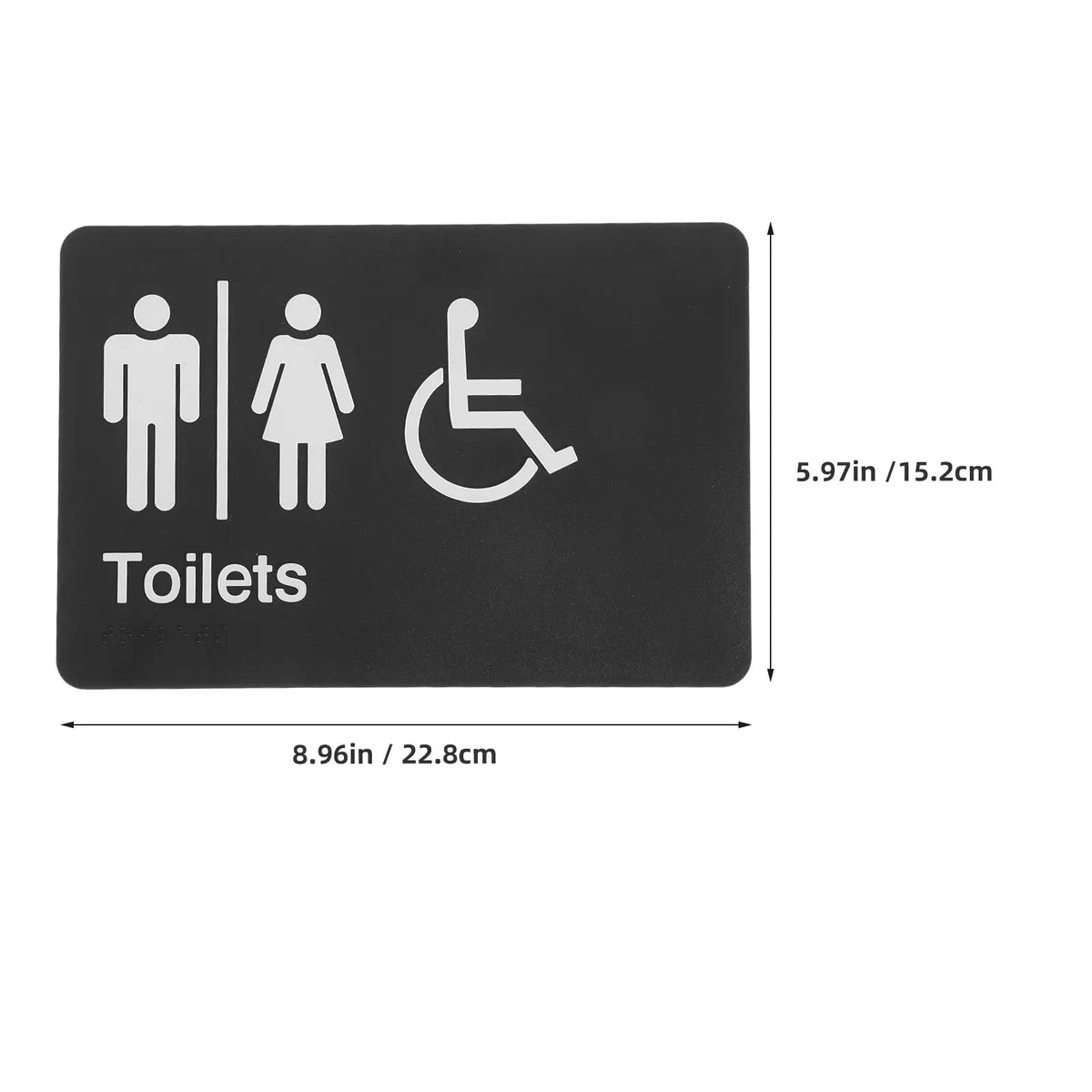 Braille Unisex Restroom Sign | Self-Adhesive ABS Plastic Restroom Door Sign PLUSH