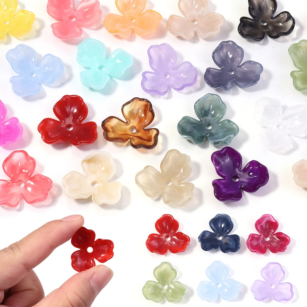 10pcs Two-Tone Flower Acrylic Bead Caps 22mm – DIY Jewelry Acrylic Bead Caps PLUSH