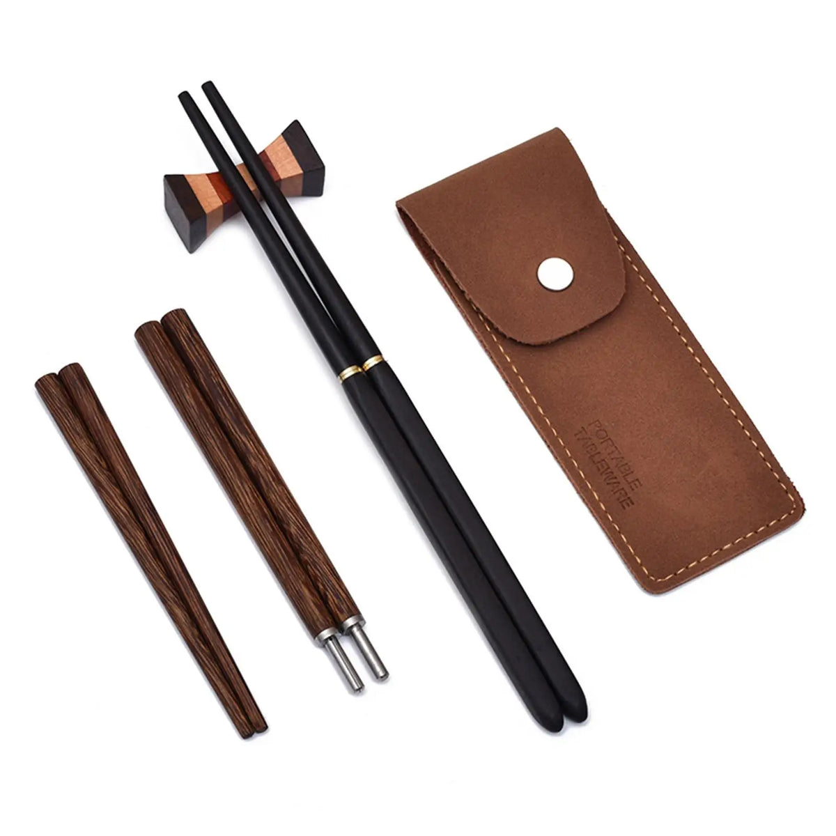 Wooden Travel Chopsticks Detachable Reusable with Pouch Travel Chopsticks PLUSH