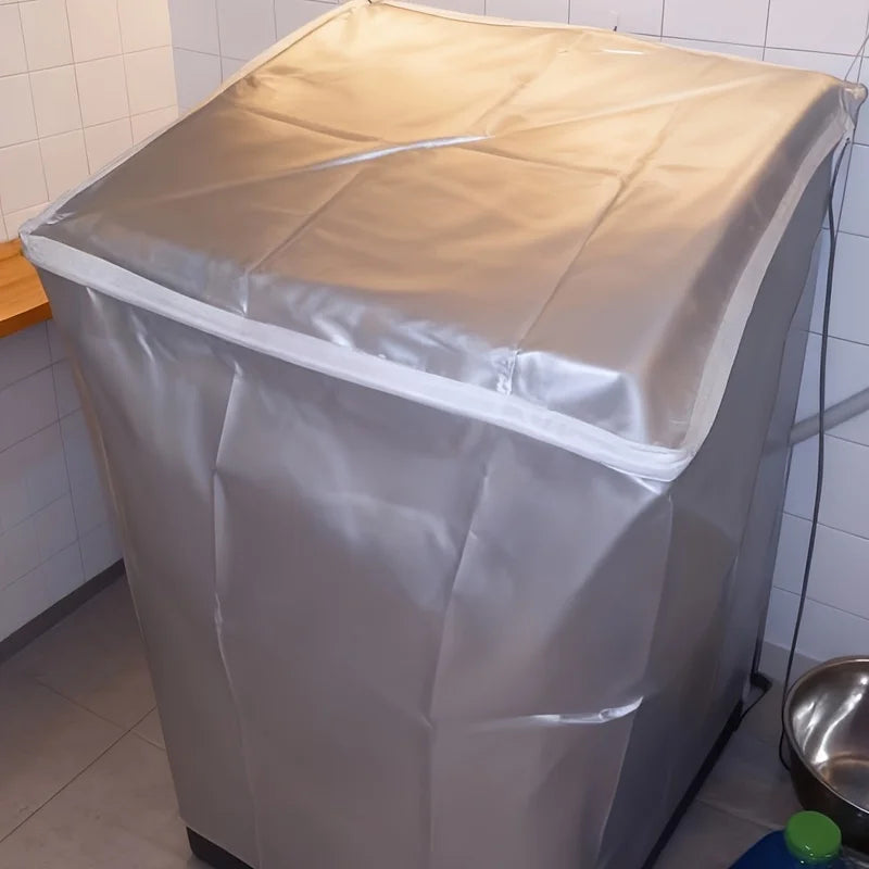 Gray Pulsator Washing Machine Cover with Zipper | 100% Polyester Appliance Cover PLUSH