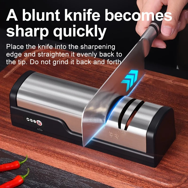 Electric Knife Sharpener – 2-Stage Fast Sharpening, Non-Slip Electric Knife Sharpener PLUSH