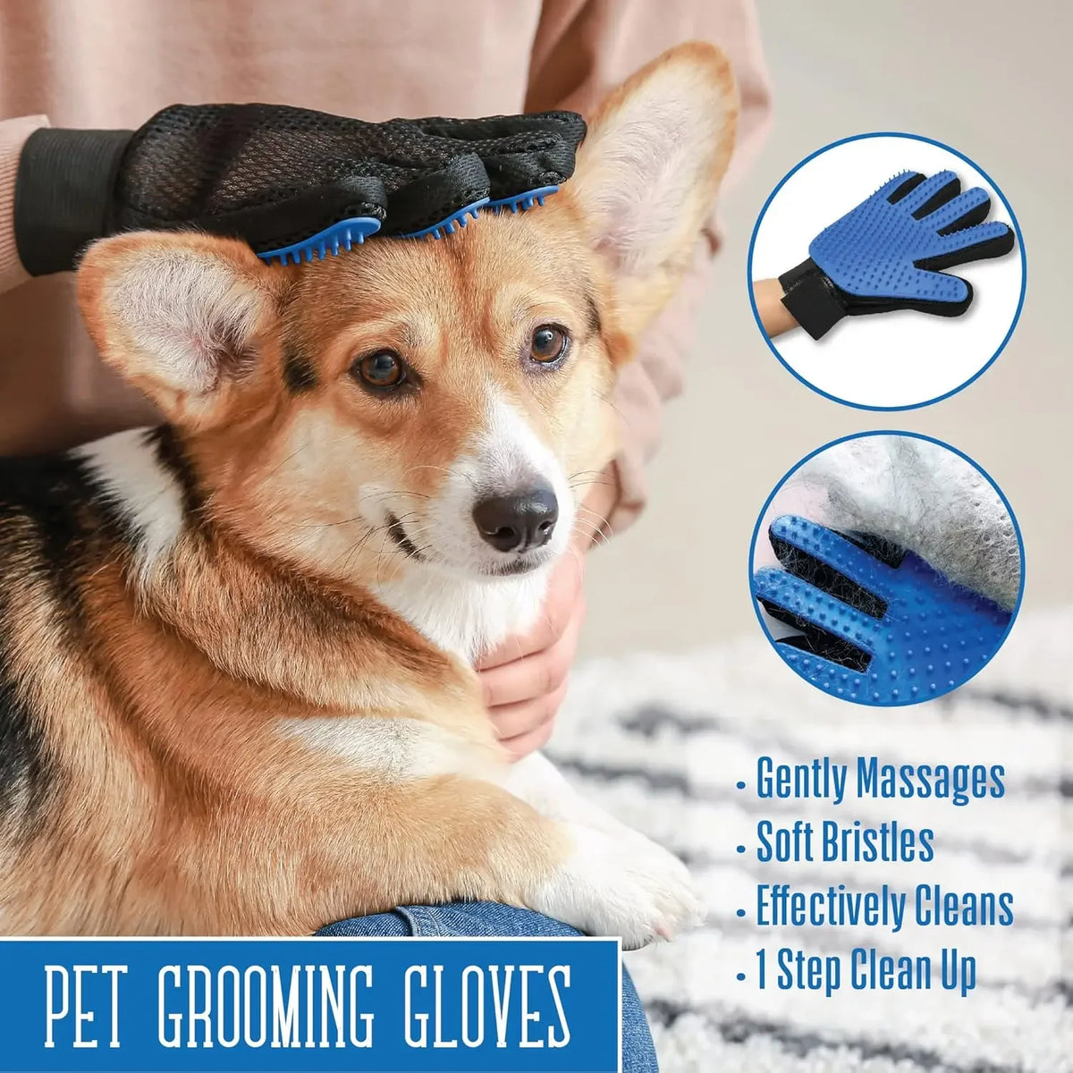 Pet Grooming Glove – Dog & Cat Deshedding Massage Brush Pet Grooming Glove PLUSH