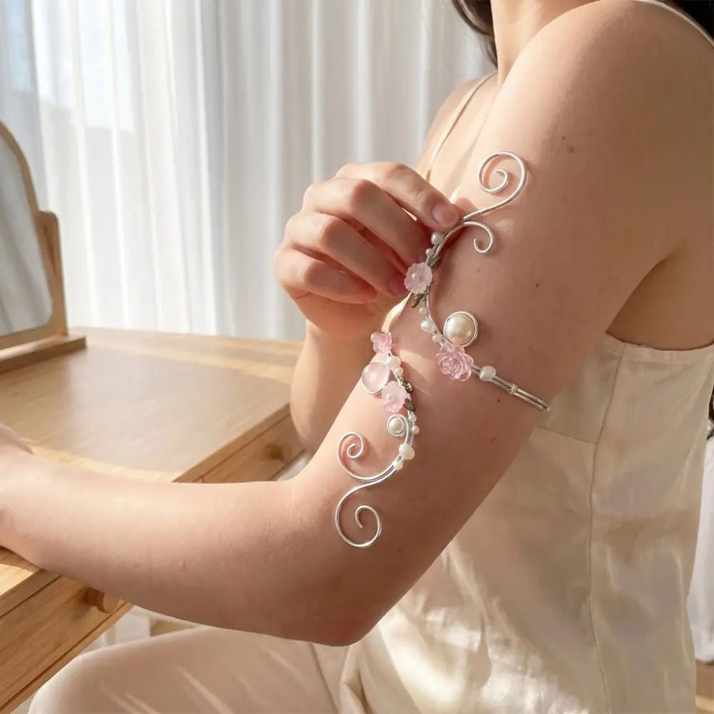 Adjustable Flower Arm Cuff | Spiral Wire Upper Arm Bracelet Arm Cuff Bracelet PLUSH