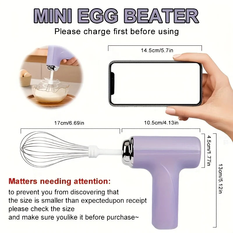 Portable Electric Egg Whisk – USB Rechargeable Hand Beater Electric Hand Whisk PLUSH