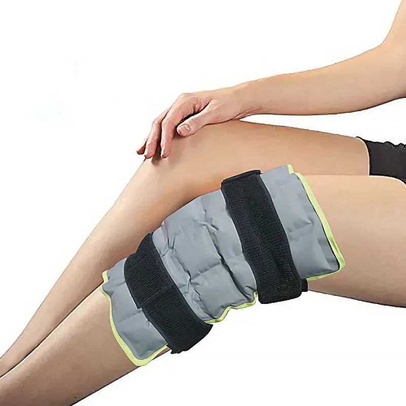 Hot & Cold Compress Knee Wrap – Gel Ice Pack Brace Support Knee Compress Wrap PLUSH Grey