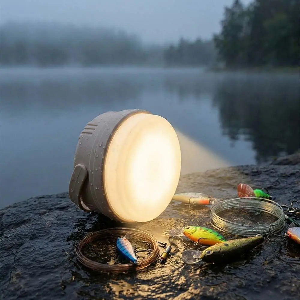 USB Rechargeable Camping Tent Light with Hook – Dimmable LED Camping Lantern PLUSH