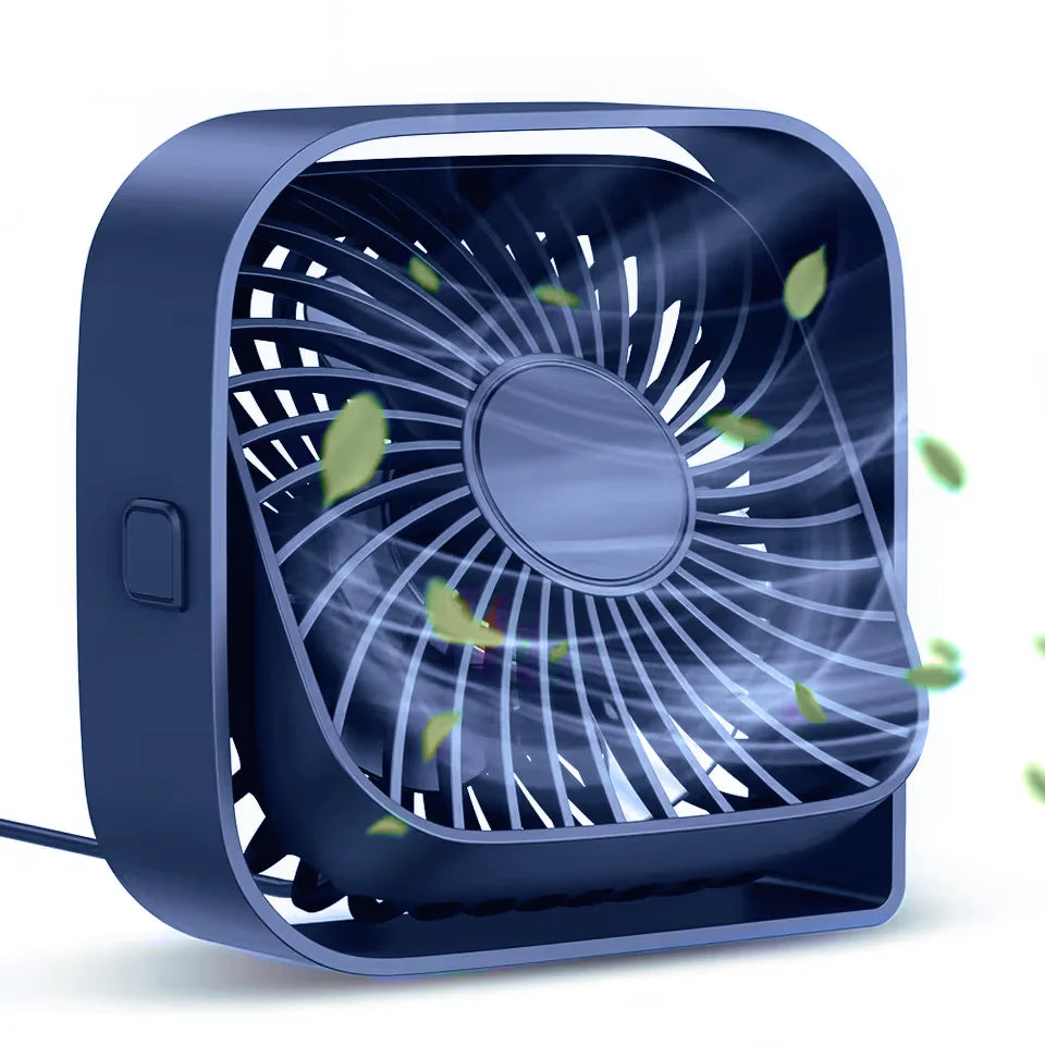 Mini Desktop USB Fan – 360° Rotation Portable Strong Airflow Desktop USB Fan PLUSH DEEP BLUE