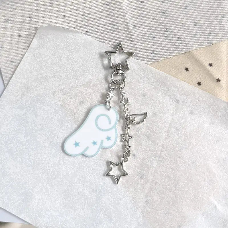 Y2K Star & Wings Keychain | Angel Bag Charm & Fairycore Pendant Bag Charm Keychain PLUSH style 2