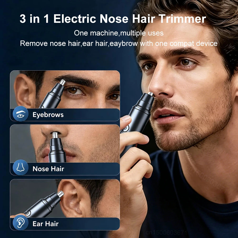 Raugee 3-in-1 USB Nose & Ear Hair Trimmer for Men – Black Nose Hair Trimmer PLUSH