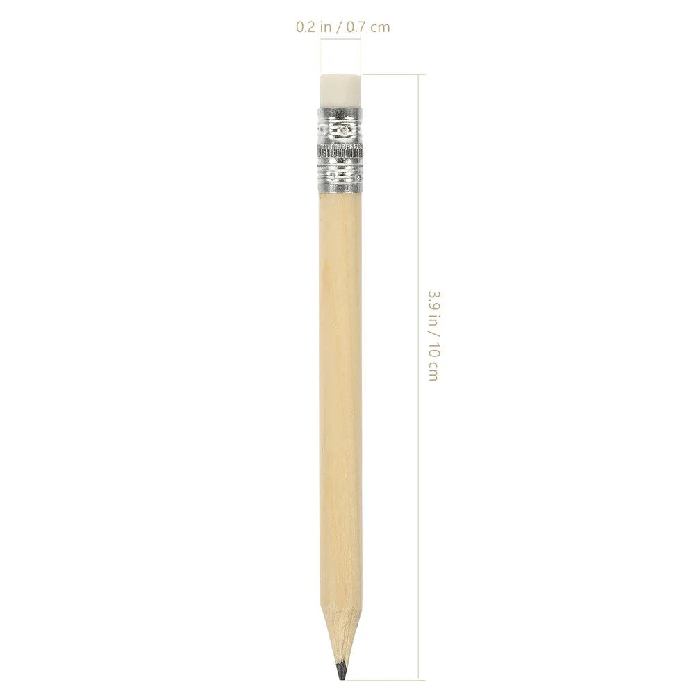 40pcs Mini Wooden Pencils with Erasers – School & Party Mini Wooden Pencils PLUSH