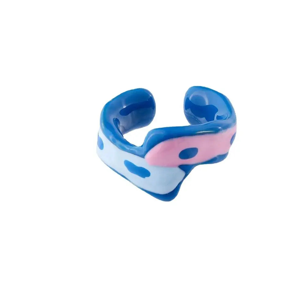 Y2K Stripe Polka Dot Oil Drop Opening Ring – Vintage Fashion Fashion Ring PLUSH D