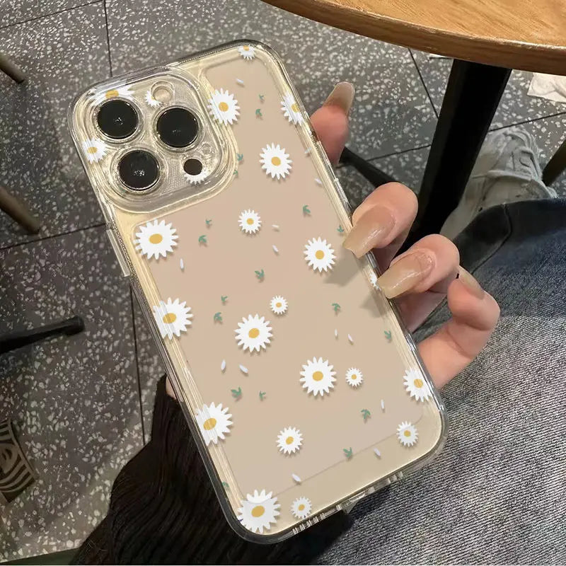 White Daisy Flower iPhone Case – Shockproof Clear Cover Phone Case PLUSH