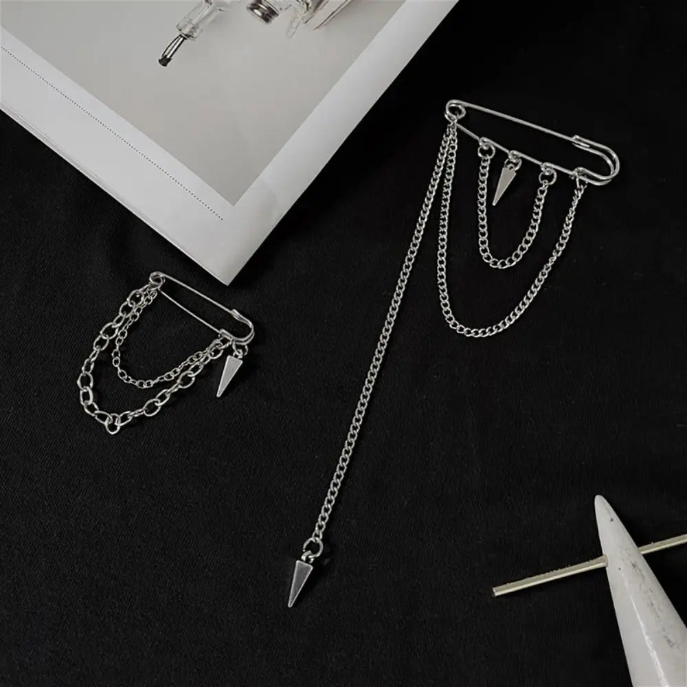 Y2K Punk Star Cross Chain Brooch – Tassel Waist Chain Clip Fashion Brooch Pin PLUSH