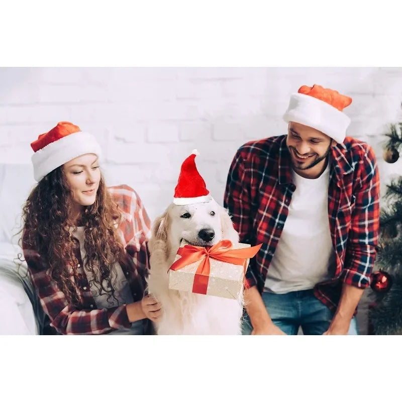 Red Plush Santa Hat for Dogs – Christmas Pet Costume Accessory Pet Costume Hat PLUSH