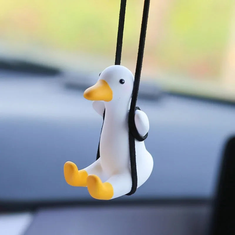 Swinging Duck Car Pendant – Rearview Mirror Ornament Car Mirror Ornament PLUSH Duck1