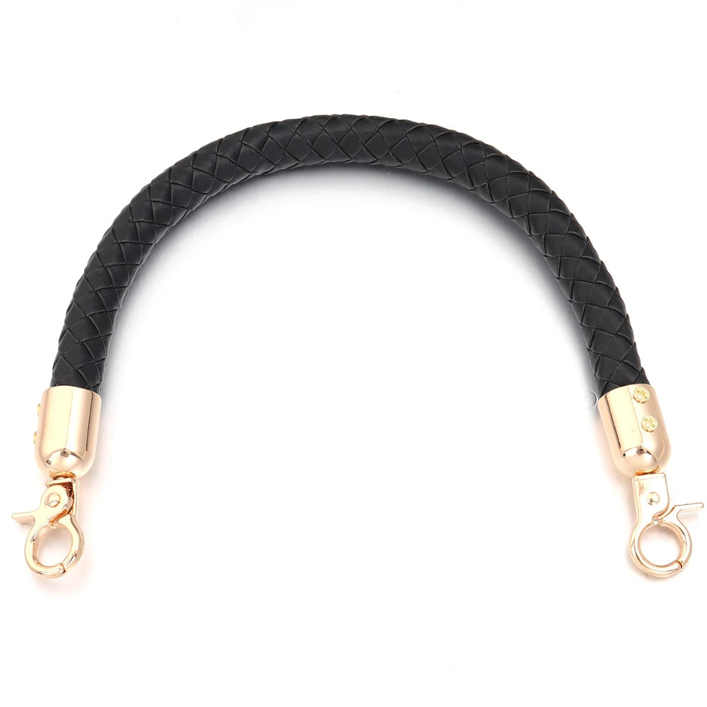 PU Leather Braided Bag Shoulder Strap with Lobster Clasp 30/60cm Bag Replacement Strap PLUSH black 30cm