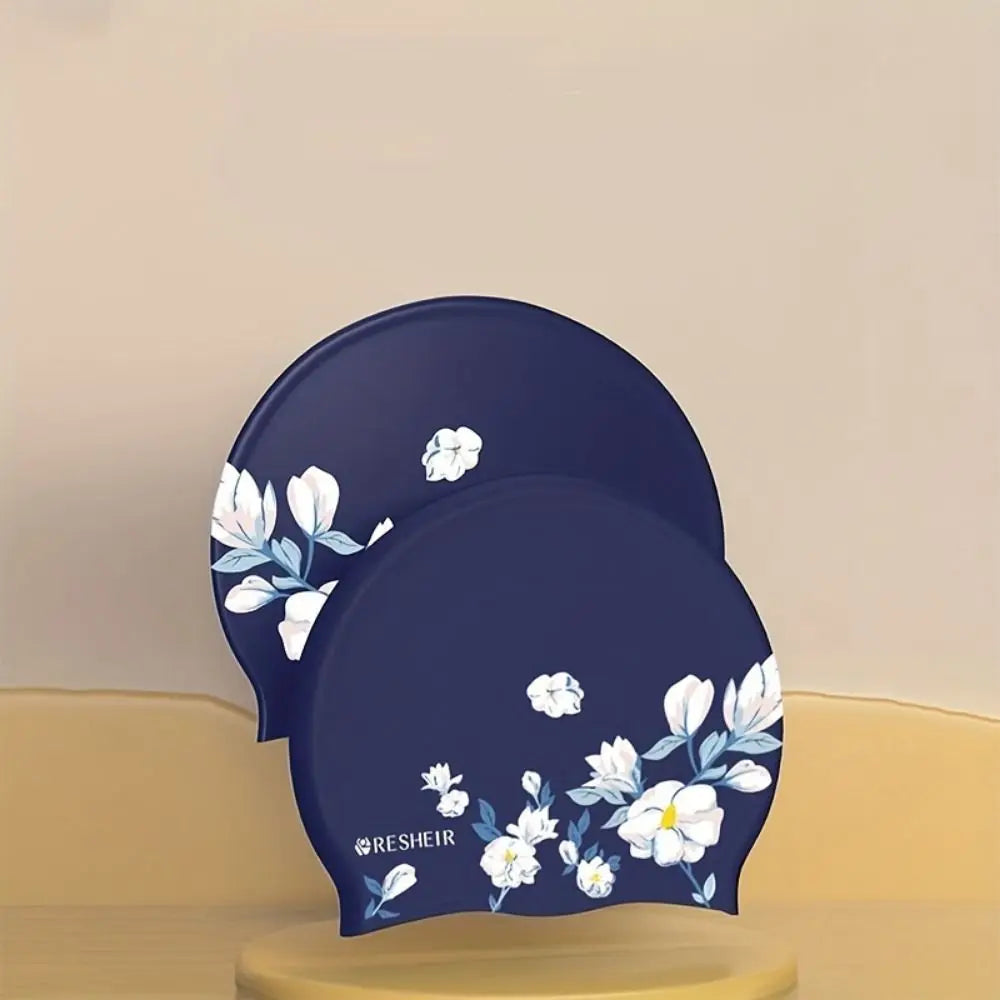 Women's Rose Flower Silicone Swim Cap for Long Hair – Vintage Silicone Swim Cap PLUSH
