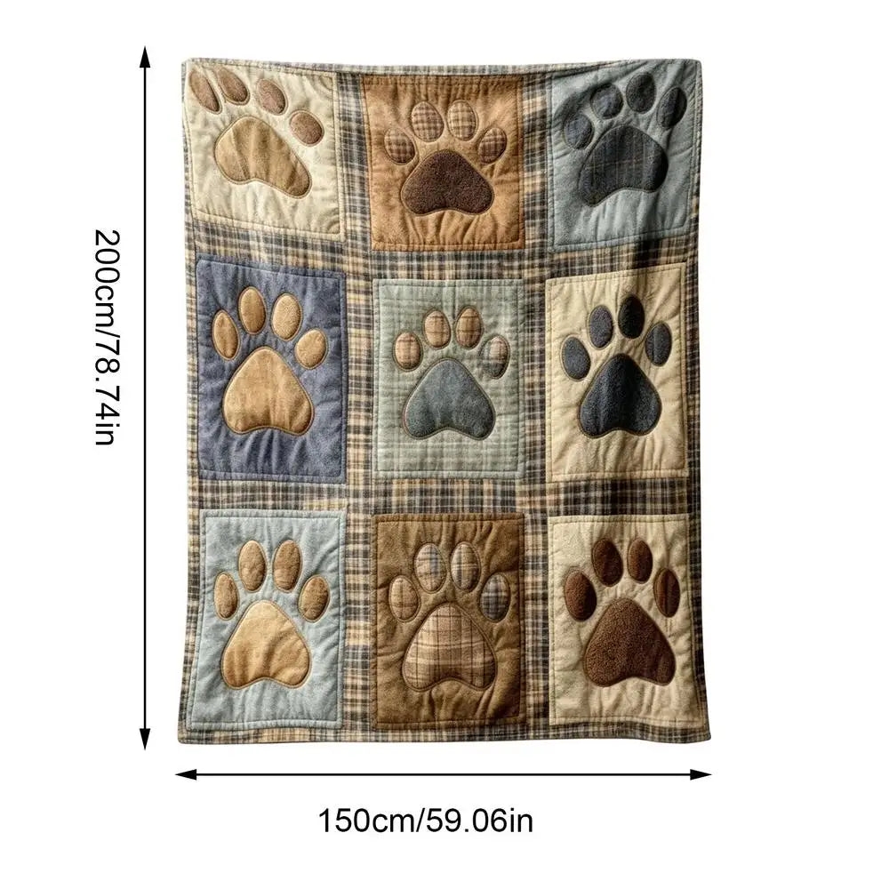 Flannel Paw Print Throw Blanket – Soft Multicolor Home Decor Flannel Throw Blanket PLUSH 150x200cm