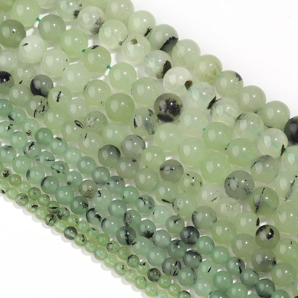 Green Prehnite Stone Beads 4–10mm Round Smooth Natural Loose Beads Natural Stone Beads PLUSH