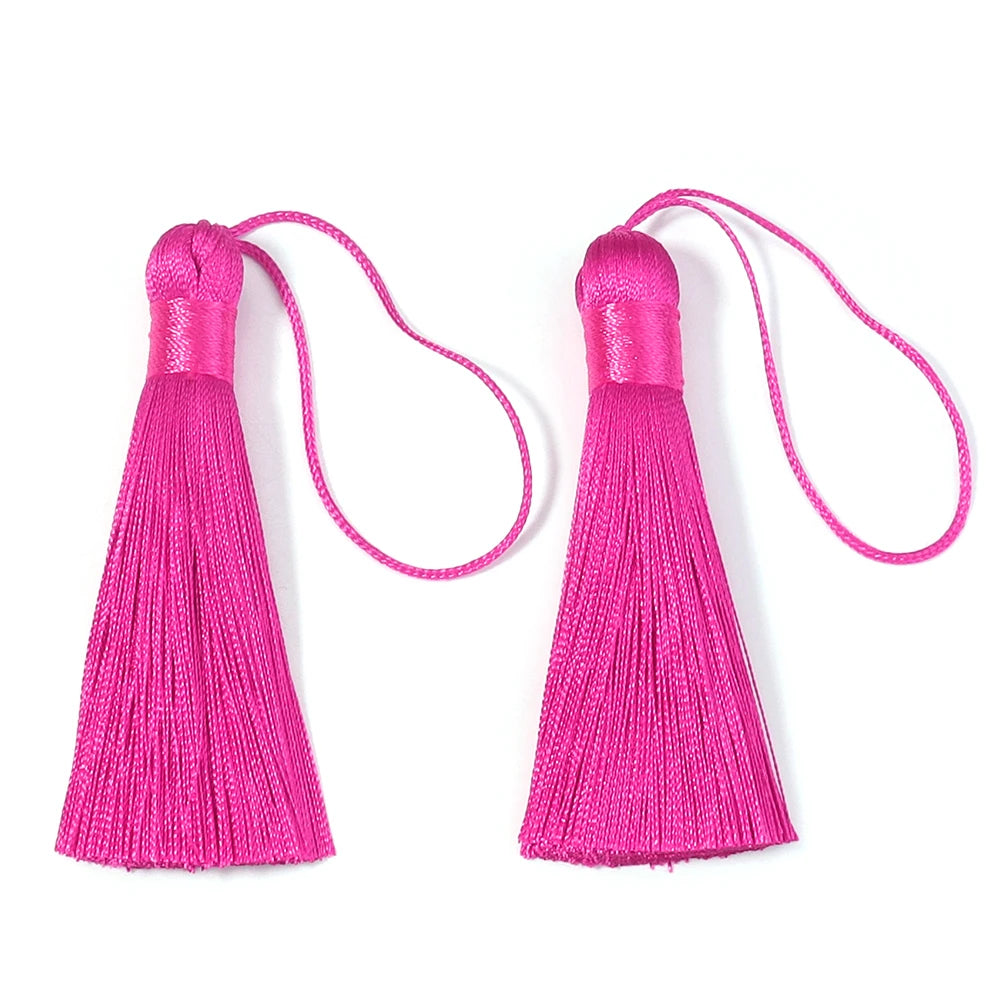 6pcs Colorful Silky Tassel Pendants – DIY Jewelry & Home Decor Tassel Fringe Pendant PLUSH hotpink