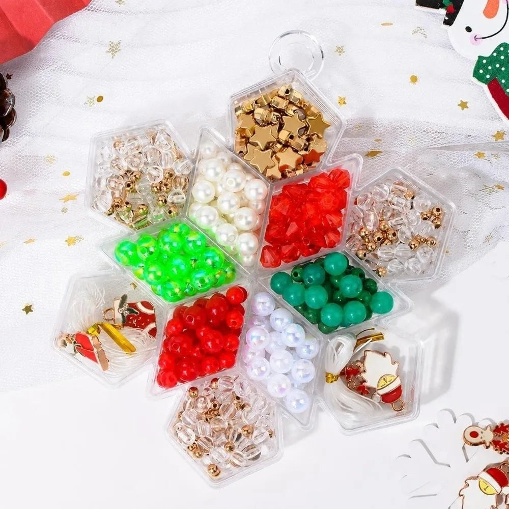 Christmas Beading DIY Kit – Snowflake Bracelet & Necklace Set Kids Jewelry Craft Kit PLUSH Style F