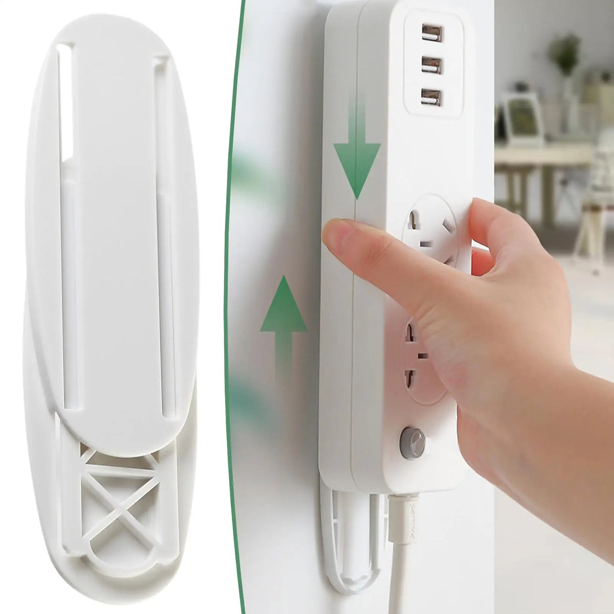 Self-Adhesive Power Strip Holder & Wall Mount Cable Organizer Cable & Socket Organizer PLUSH