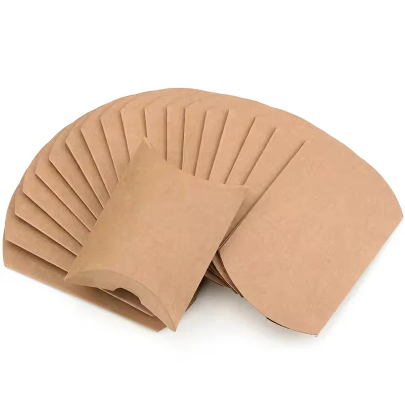 50pcs Kraft Paper Pillow Candy Boxes with Hemp Rope | Party Favors Party Favor Boxes PLUSH Brown 50PCS