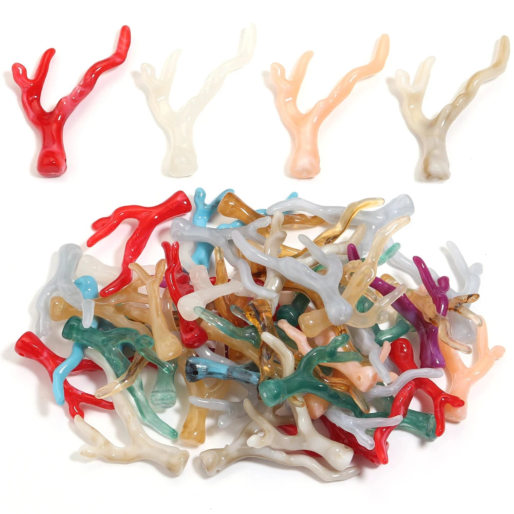 20pcs Coral Branch Acrylic Beads – Colorful DIY Jewelry Making Acrylic Jewelry Beads PLUSH