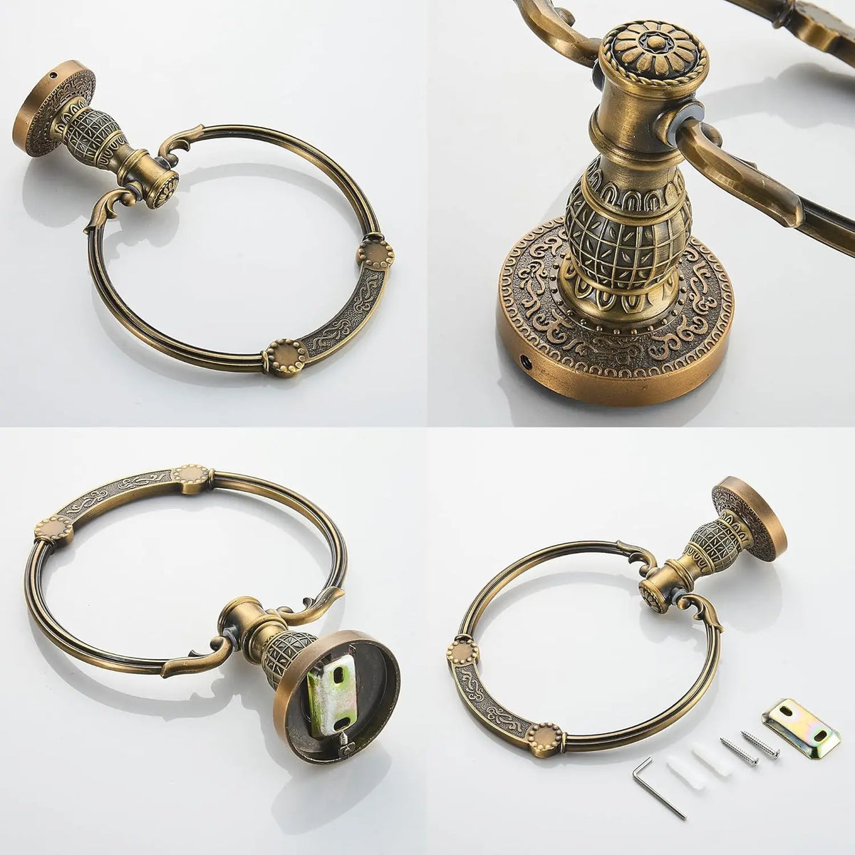 Wall Mounted Towel Ring – Black, Antique Bronze & Gold Bathroom Towel Ring PLUSH