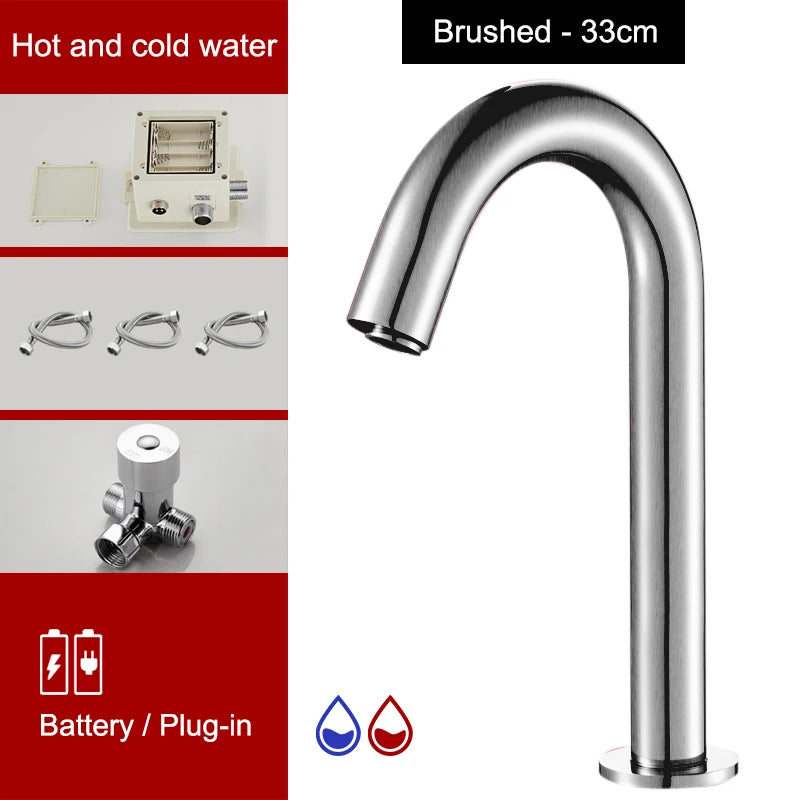 Touchless Sensor Basin Faucet Brass Single Hole Hot & Cold ELS83 Sensor Basin Faucet PLUSH Brush tall hot cold G3/8