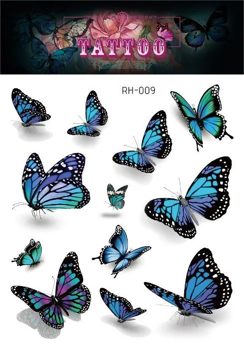 Purple Fairy Butterfly Glitter Temporary Tattoo Stickers