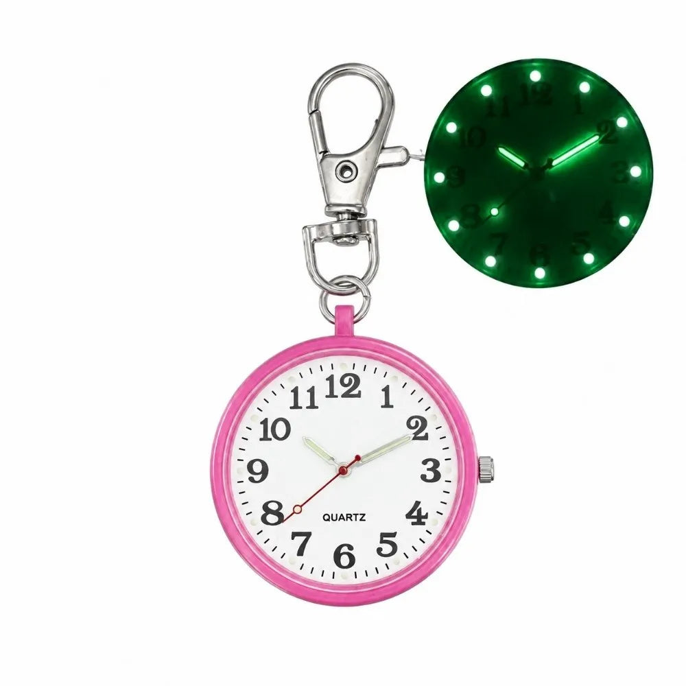 Vintage Luminous Pocket Watch Mini Quartz Keychain Clock Pocket Watch PLUSH Red