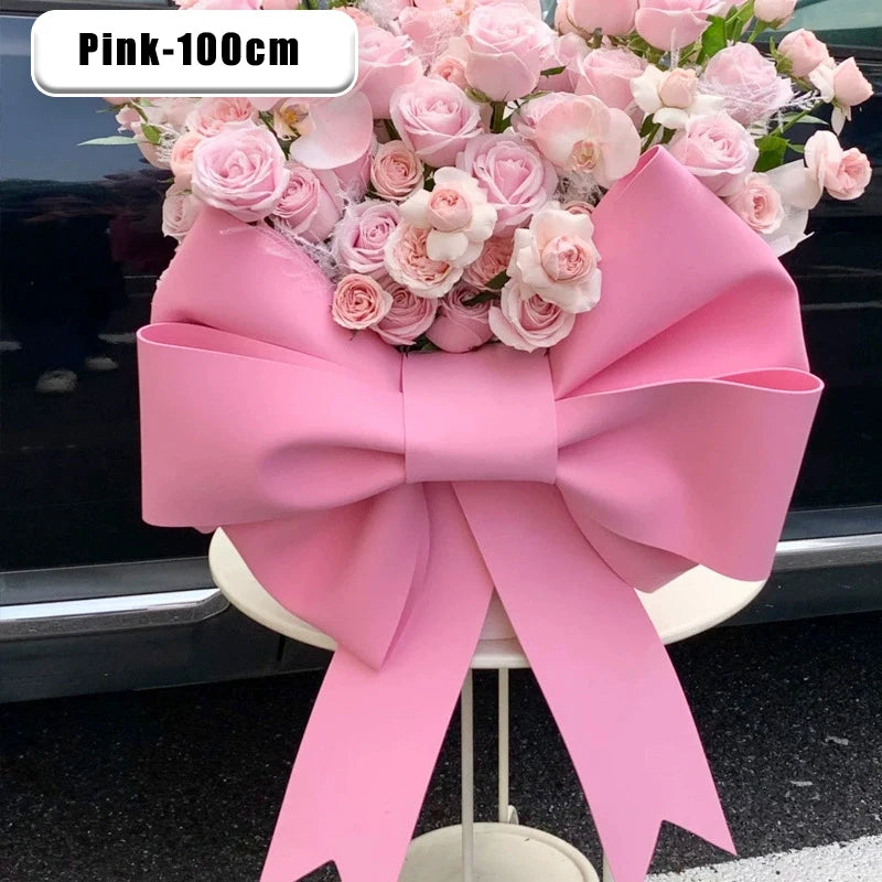 Large Decorative Bow – Christmas Tree Topper, Door & Party Décor Decorative Bow PLUSH Pink 100cm 1PC