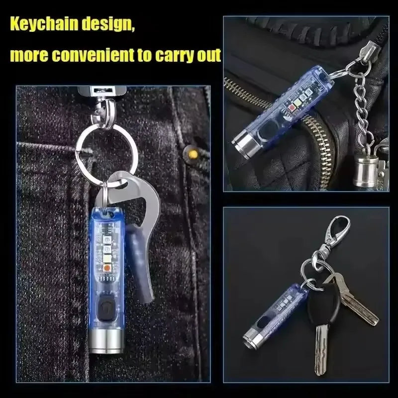 Rechargeable Mini Keychain Flashlight 10 Modes Magnetic Base Keychain Flashlight PLUSH