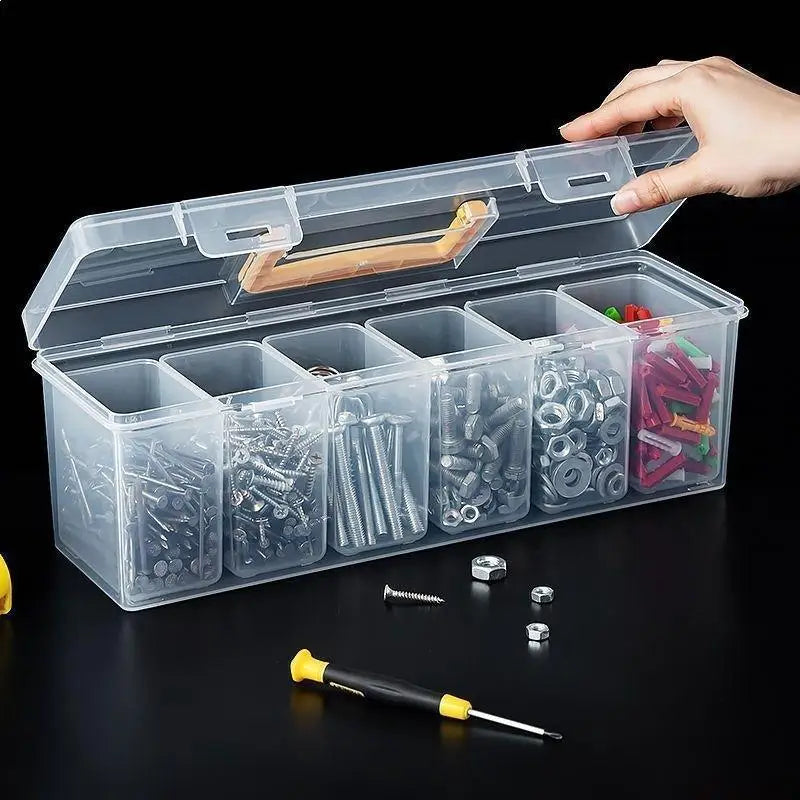Transparent Multi-Compartment Tool Organizer Box with Handle Tool Storage Organizer PLUSH