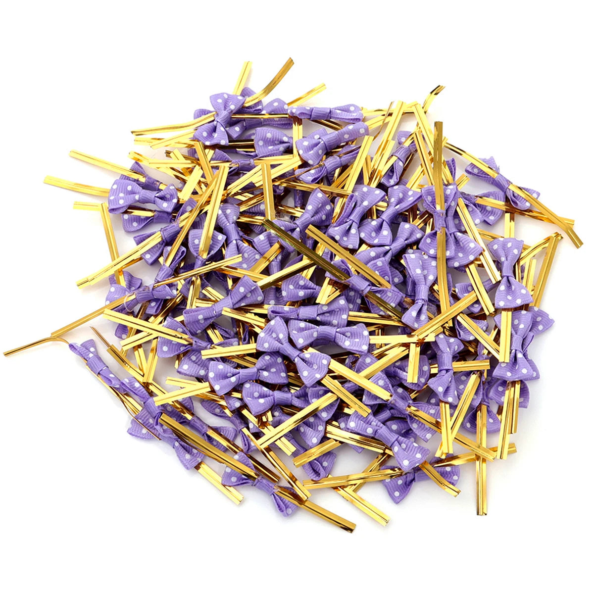 30pcs Polka Dot Bow Twist Ties Gold Wire – Gift Bag Seals Gift Bow Twist Ties PLUSH Purple 1.5x8cm