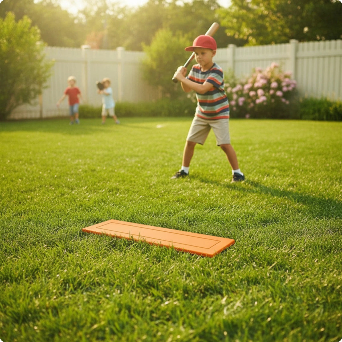 Rubber Baseball Pitcher Plate – Recessed Panel, Waterproof Pitcher Practice Plate PLUSH Orange