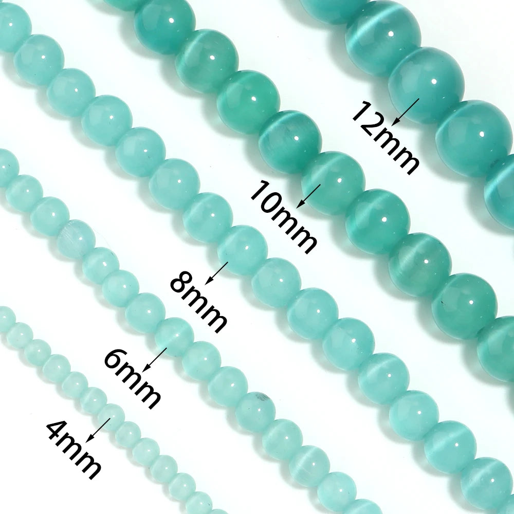 Teal Blue Cat Eye Stone Beads 4–12mm | DIY Jewelry Making Jewelry Making Beads PLUSH