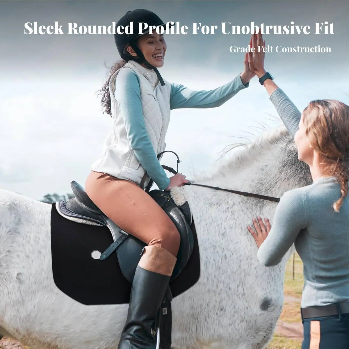 Felt Western Horse Saddle Pad – Black, Breathable Low Profile Horse Saddle Pad PLUSH