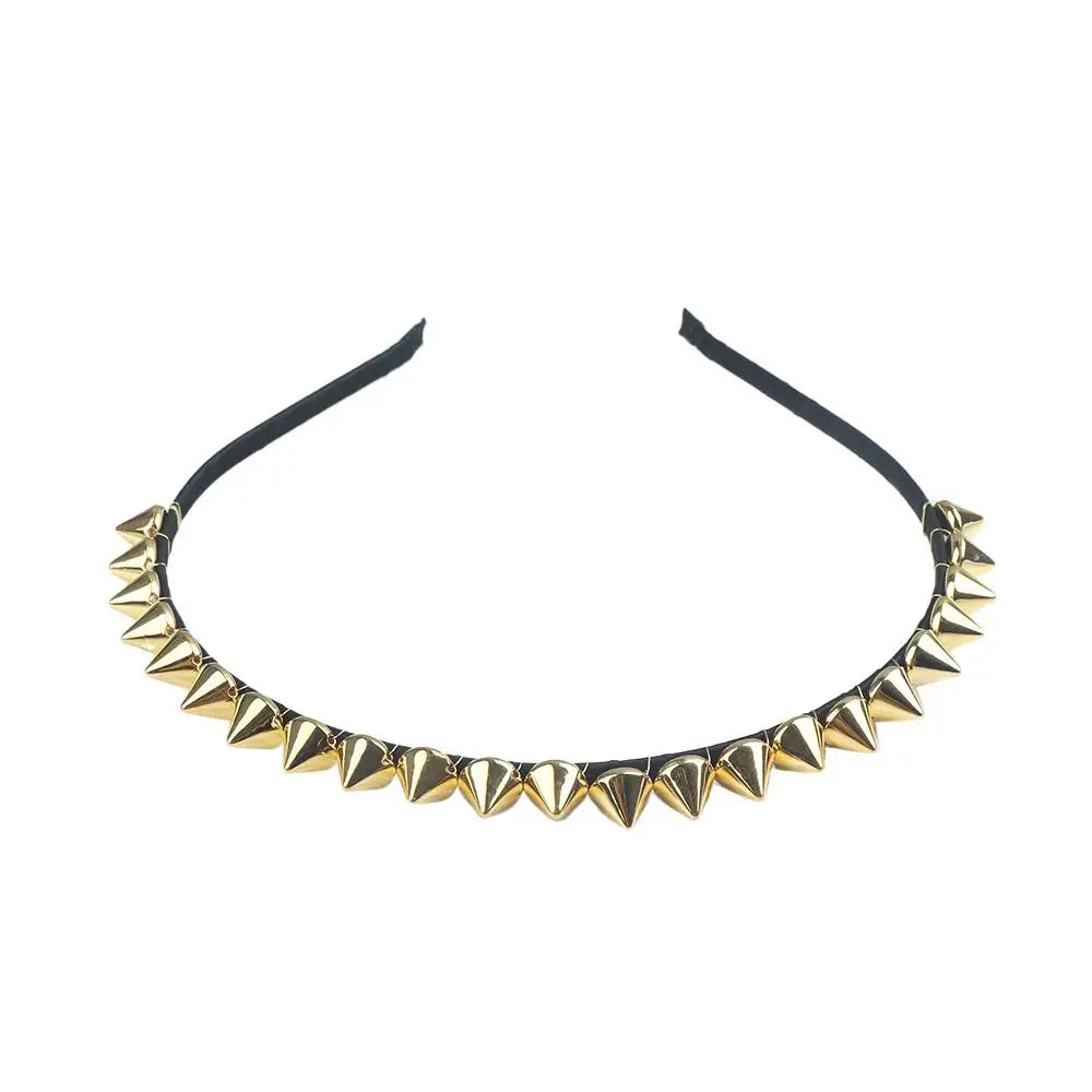 Punk Rock Bow Rivet Headband – Studded Metal Hair Band Rivet Hair Headband PLUSH