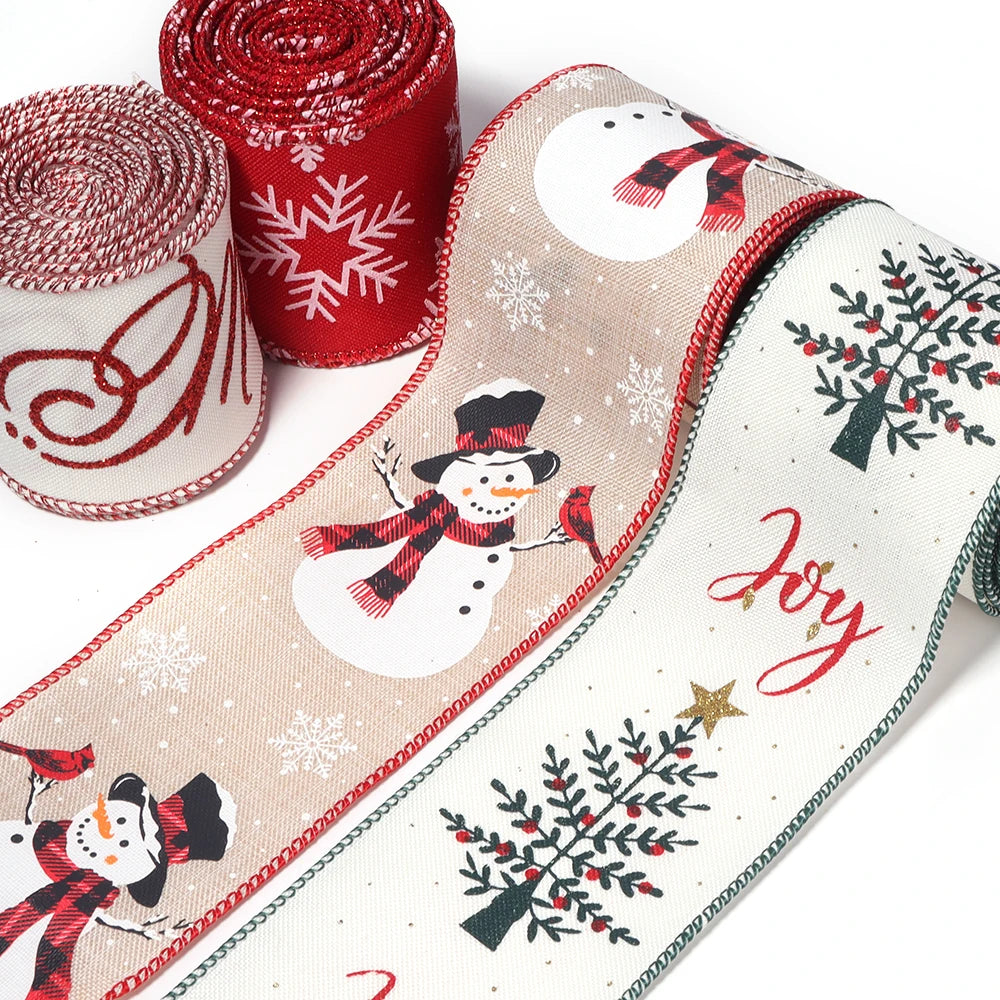 3 Yards Christmas Linen Ribbon 2" – DIY Gift Wrap & Craft Craft Ribbon PLUSH