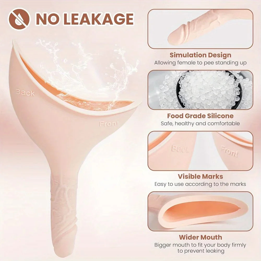 Portable Female Urination Device with Pouch | Silicone Female Urination Device PLUSH