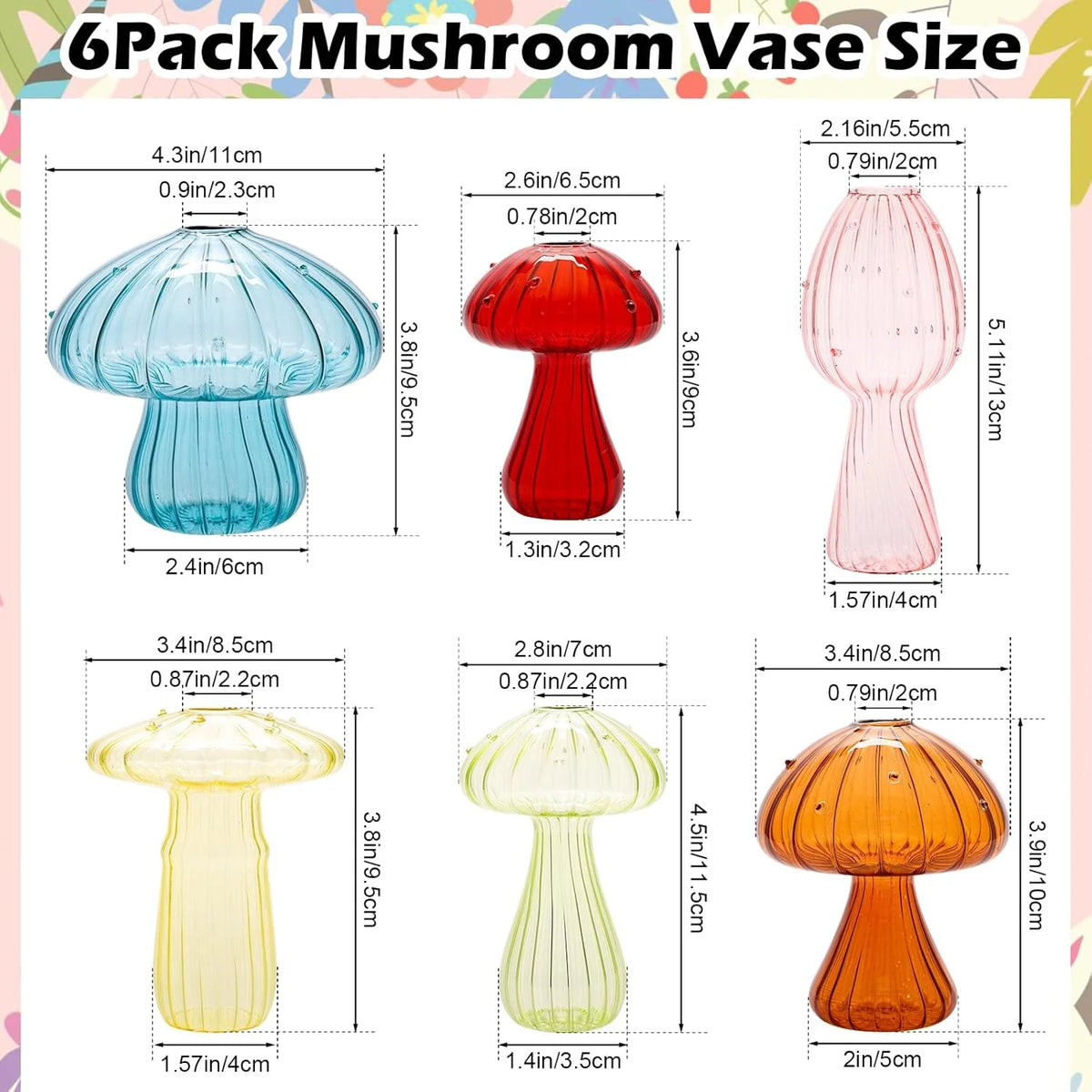 Mushroom Glass Vase Set – Mini Propagation Terrarium Décor Glass Propagation Vase PLUSH