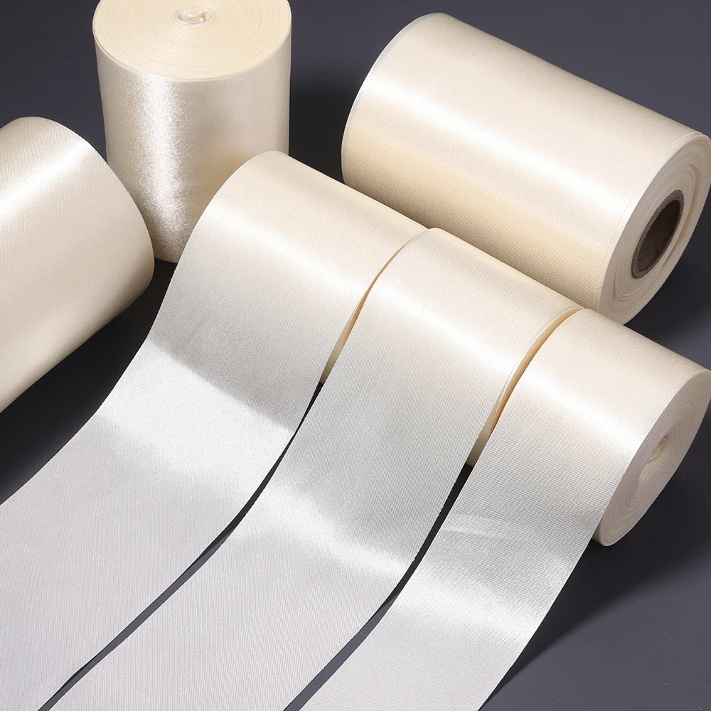 20 Yards Beige Satin Ribbon 4–15cm Wide | Gift & Wedding Craft Satin Craft Ribbon PLUSH